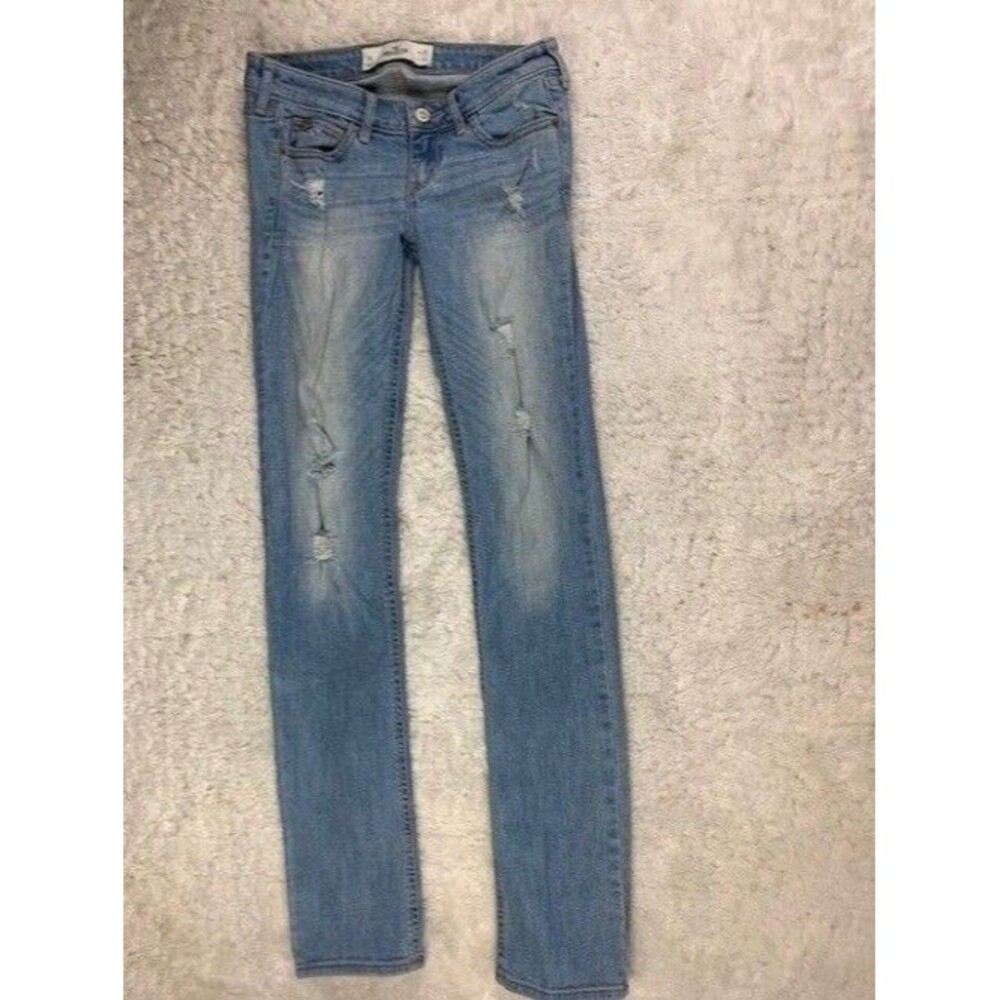 Hollister Size 1 Womens Jeans Skinny Distress Stretch Low Rise Light Wash